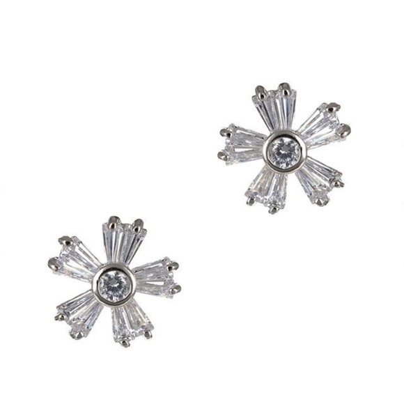 Kenneth Jay Lane Round & Baguette Floral Earrings